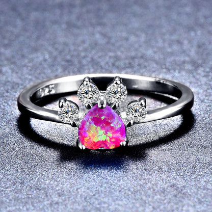 Heart Shaped Opal Ring in 925 Sterling Silver | Bridal and Valentine Gift for Her