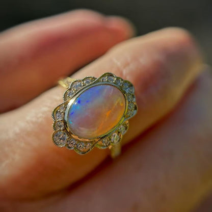 Gold Multi Fire Opal Ring | Vibrant Multicolor Fire Opal Gold Ring | October Birthstone Gift for Her