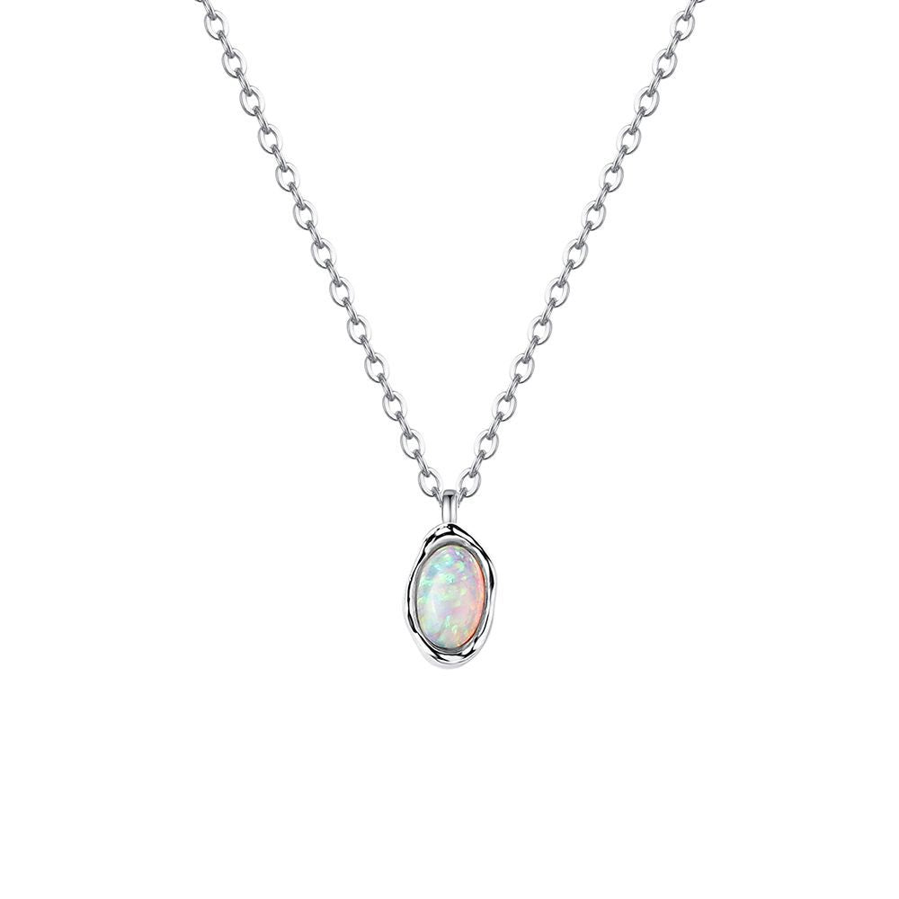 Oval Opal Pendant Necklace