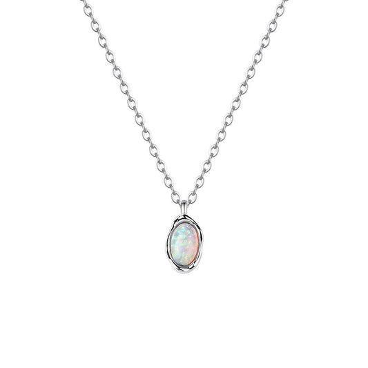 Oval Opal Pendant Necklace