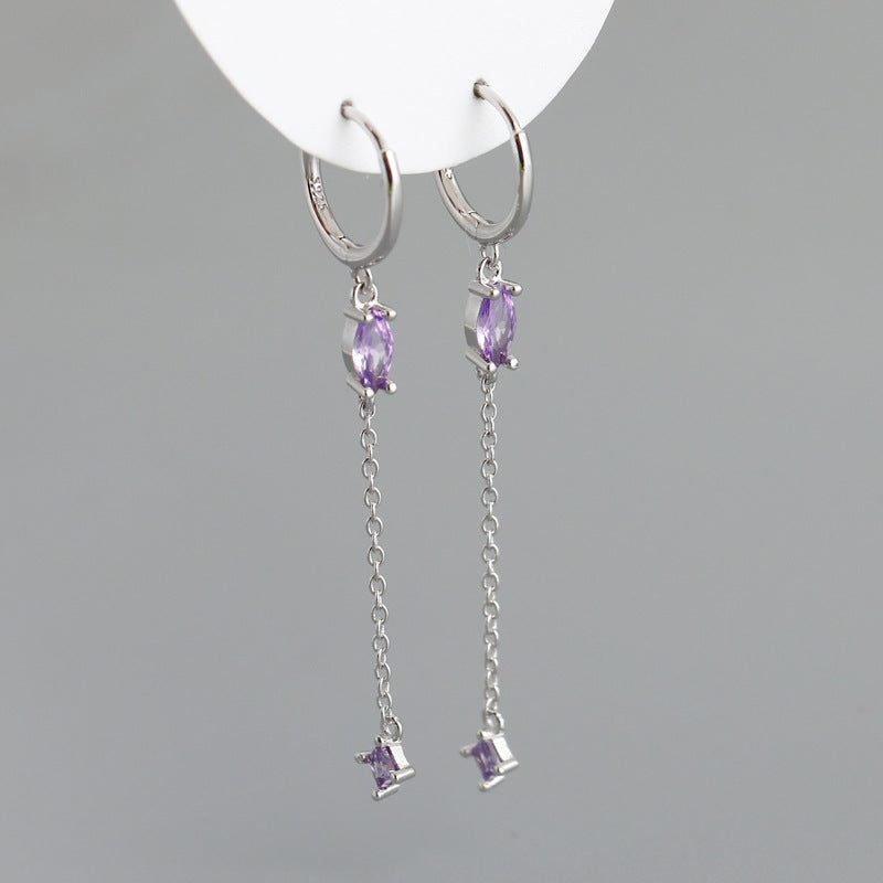 Sterling Silver Opal Drop Chain Earrings