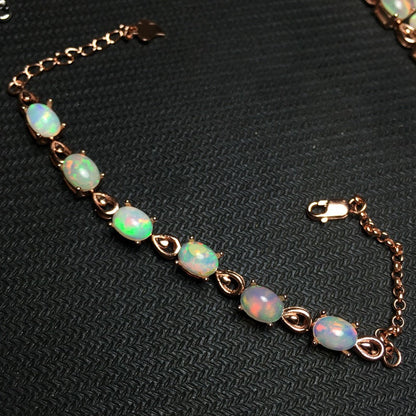 Silver Inlaid Natural Opal Bracelet