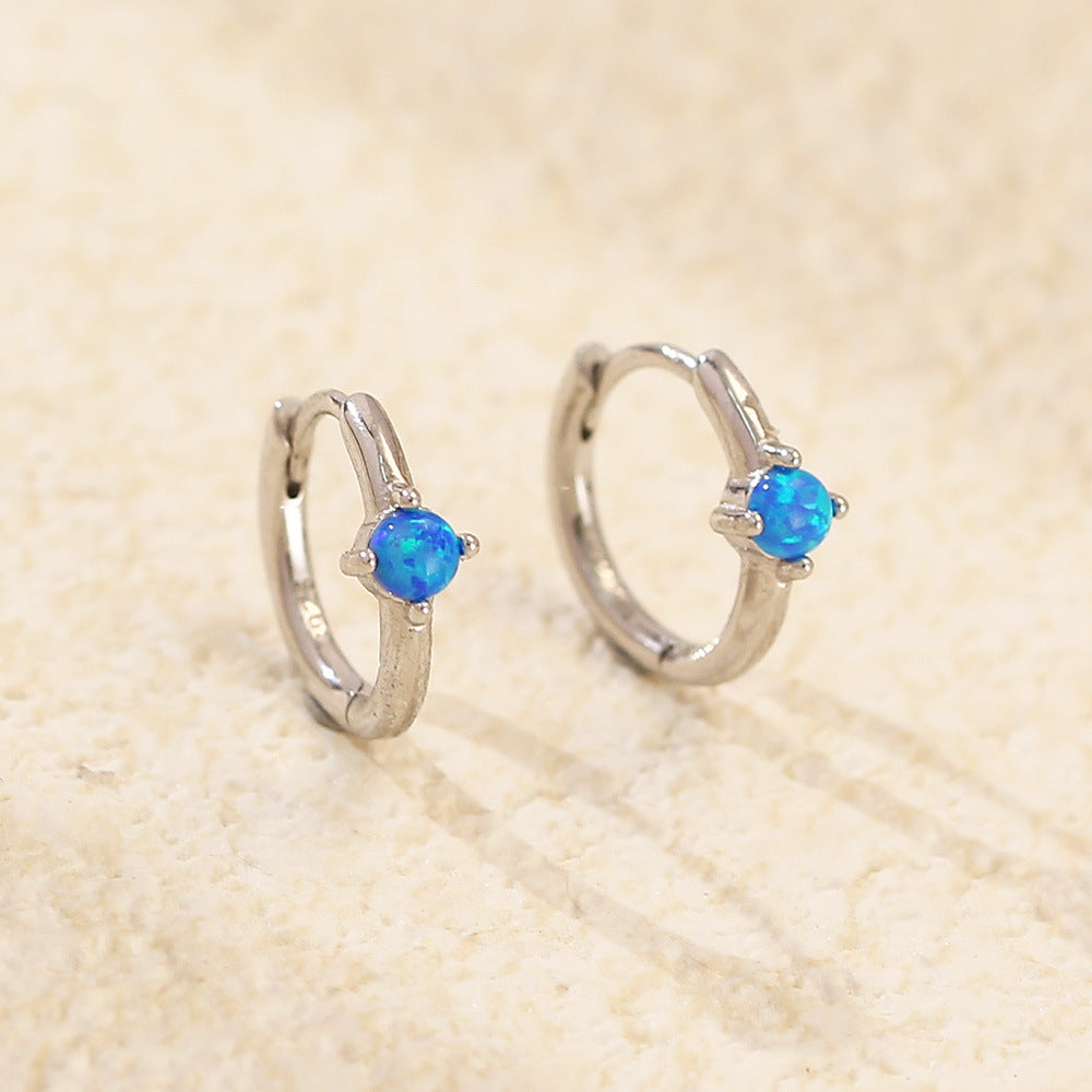 S925 Silver Ins Cold Style Opal Inlaid Earring