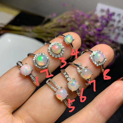 Natural Opal Inlaid Ring in 925 Sterling Silver | Handcrafted Opal Gemstone Ring | October Birthstone Gift for Her