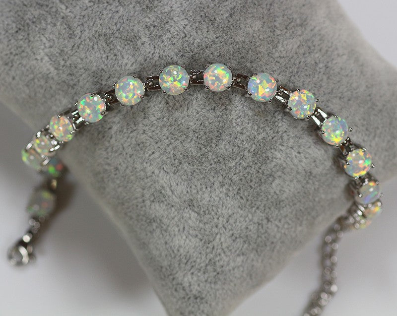 Natural White Opal Oval Bracelet