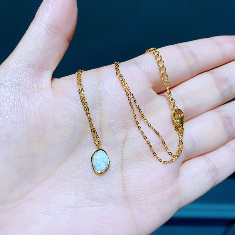 Minimalist Oval Opal Necklace