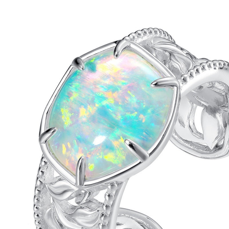 Opal Ring in S925 Sterling Silver | Classic Opal Gemstone Ring | October Birthstone Gift for Her
