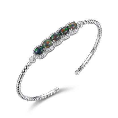 Natural Multi-Fire Black Opal Bracelet