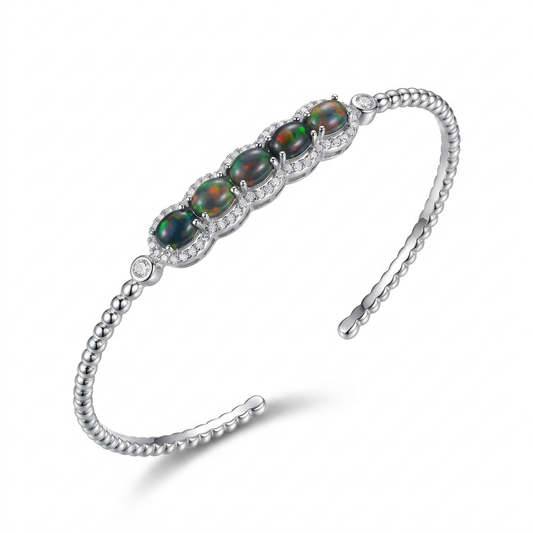 Natural Multi-Fire Black Opal Bracelet